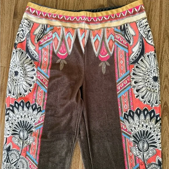 Brown flare Pants with Coral & Turquoise Accents and tassels. Music festivals - Picture 2 of 7